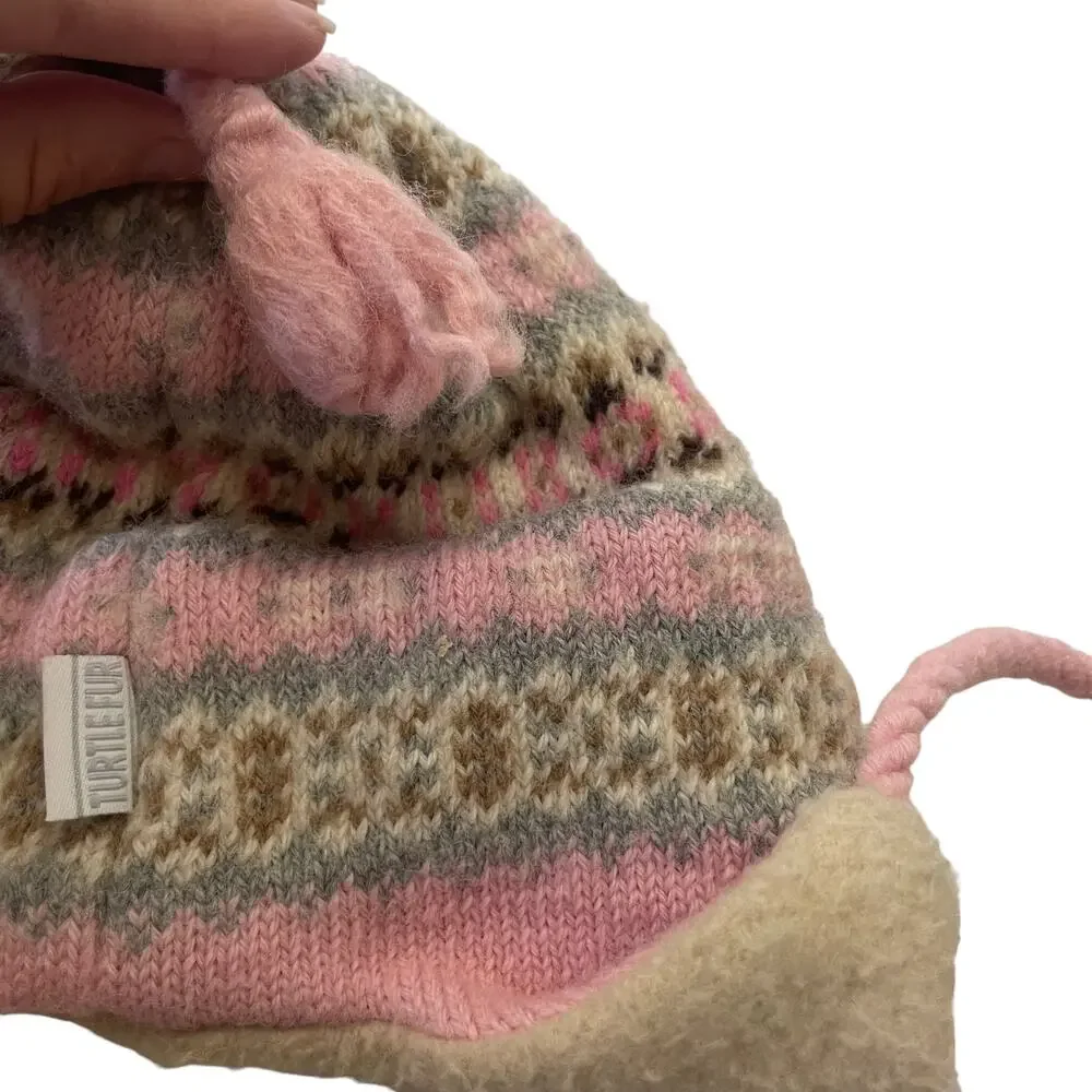 Turtle Fur Girls OS Pink Wool Yarn‎ Winter Snow Hat